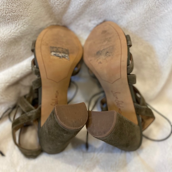 Sam Edelman Yardley Moss Green Suede Lace-up Cage Sandals Chunky Heel Sz 7.5 VGC - Picture 11 of 11